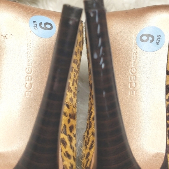 BCBGeneration Parade2 Leopard Print Leather Platform Heels  6B - Picture 9 of 11